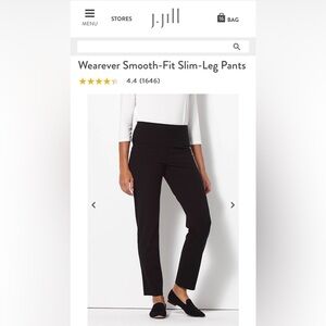 NWOT J.Jill Wearever Smooth-Fit Slim-Leg Black Pants Size 3X